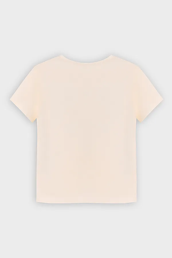 Комплект для девочек (футболка, шорты) MARK FORMELLE, молочный +цветы на голубой полоске - фото 2