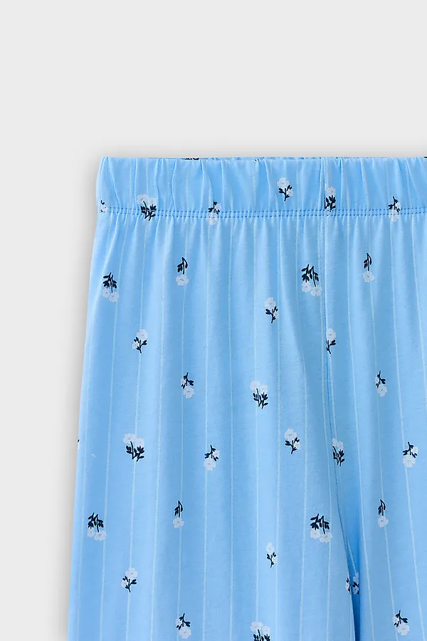 Брюки для девочек домашние MARK FORMELLE, цветы на голубой полоске - фото 2