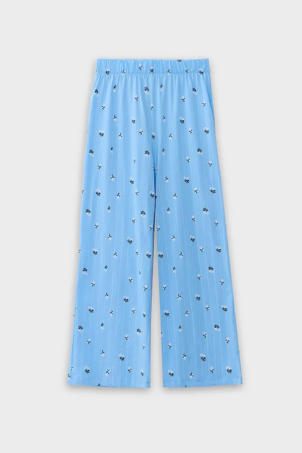 Брюки для девочек домашние MARK FORMELLE, цветы на голубой полоске - фото 2