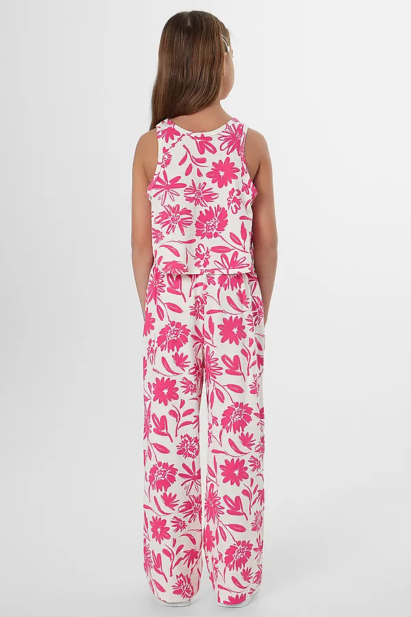 Комплект для девочек (топ, брюки) MARK FORMELLE, розовые цветы на молочном - фото 2