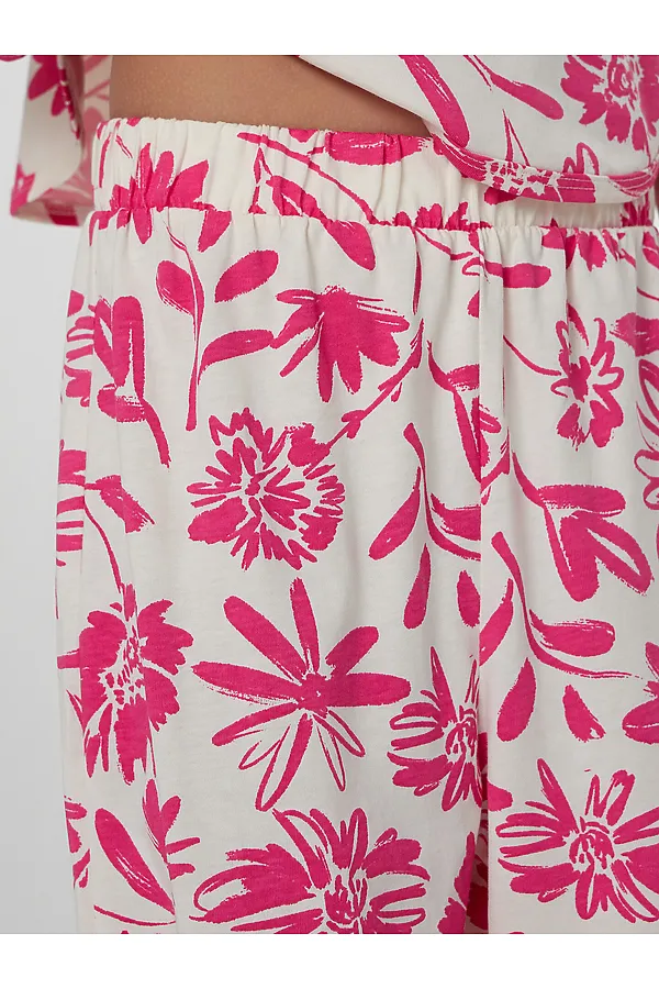 Комплект для девочек (топ, брюки) MARK FORMELLE, розовые цветы на молочном - фото 2