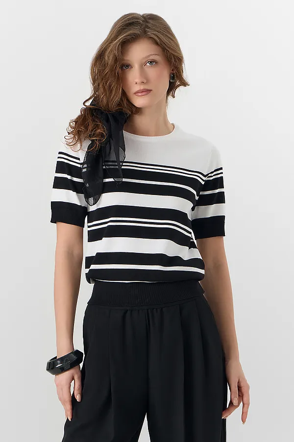 Джемпер женский MARK FORMELLE, черно -белая полоска - фото 2