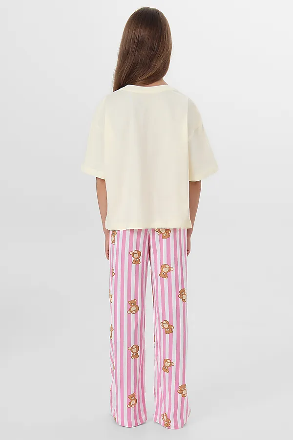 Комплект для девочек (футболка, брюки) MARK FORMELLE, бежевый +медведи на полоске - фото 2