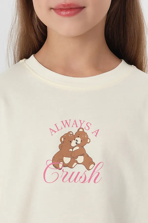 Комплект для девочек (футболка, брюки) MARK FORMELLE, бежевый +медведи на полоске - фото 2