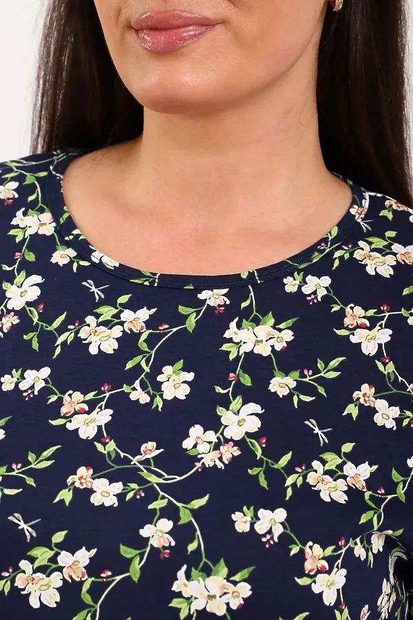 Костюм с бриджами КДЖ НАТАЛИ, синий, цветы - фото 2