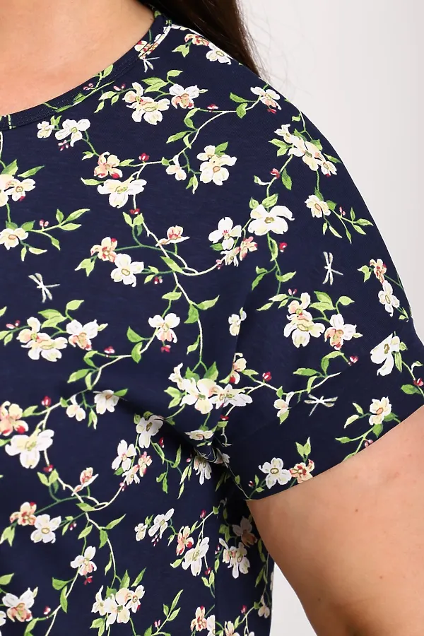 Костюм с бриджами КДЖ НАТАЛИ, синий, цветы - фото 2