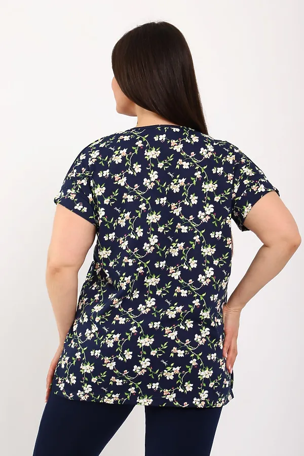 Костюм с бриджами КДЖ НАТАЛИ, синий, цветы - фото 2