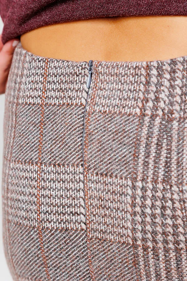 Юбка теплая в клетку миди 273-1BRN НАТАЛИ, коричневый/клетка - фото 2