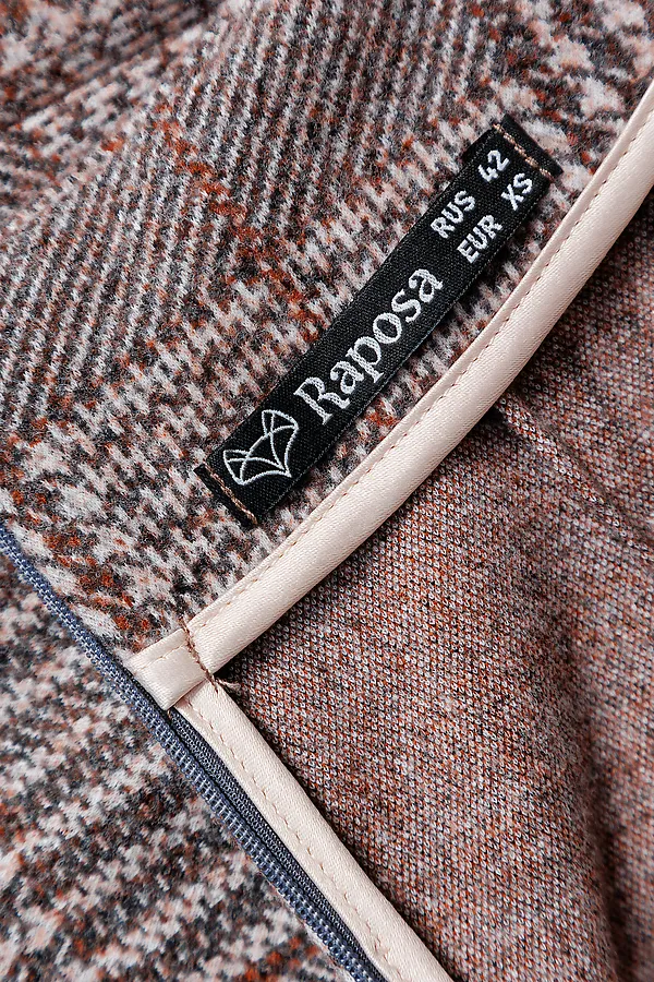 Юбка теплая в клетку миди 273-1BRN НАТАЛИ, коричневый/клетка - фото 2