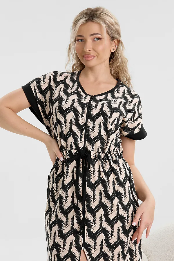 Халат 36998 НАТАЛИ, черно-бежевый - фото 2