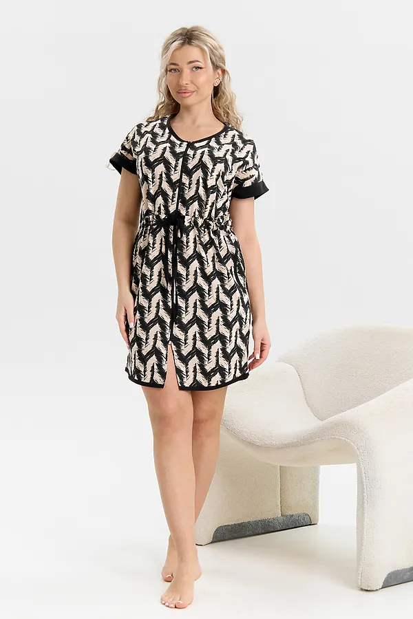 Халат 36998 НАТАЛИ, черно-бежевый - фото 2