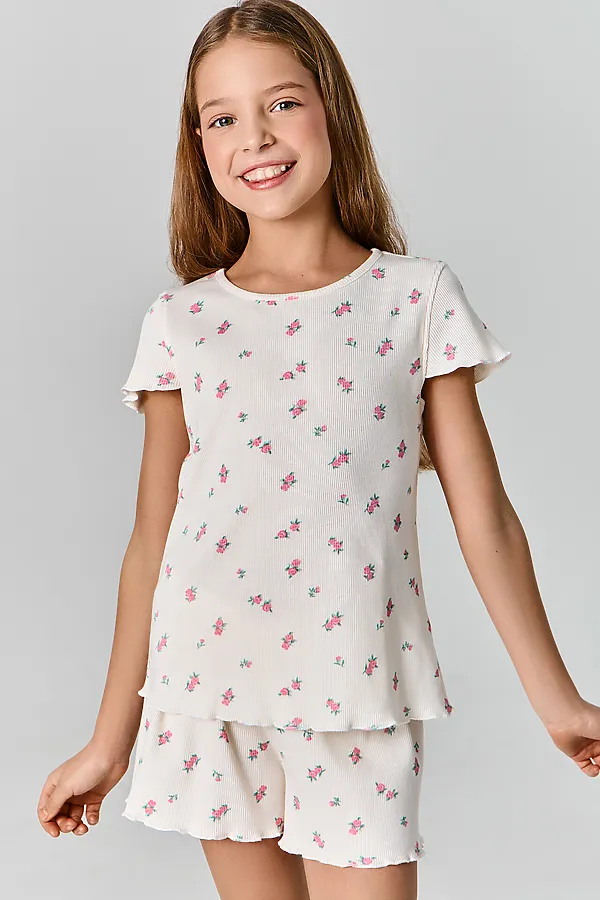 Комплект для девочек (футболка, шорты) MARK FORMELLE, цветы на молочном1 - фото 2