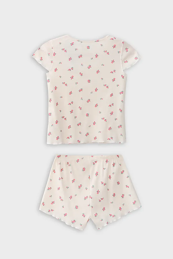 Комплект для девочек (футболка, шорты) MARK FORMELLE, цветы на молочном1 - фото 2