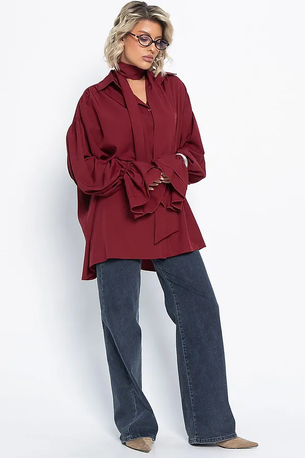 Блуза Присцилла LADY TAIGA, бордовая - фото 2