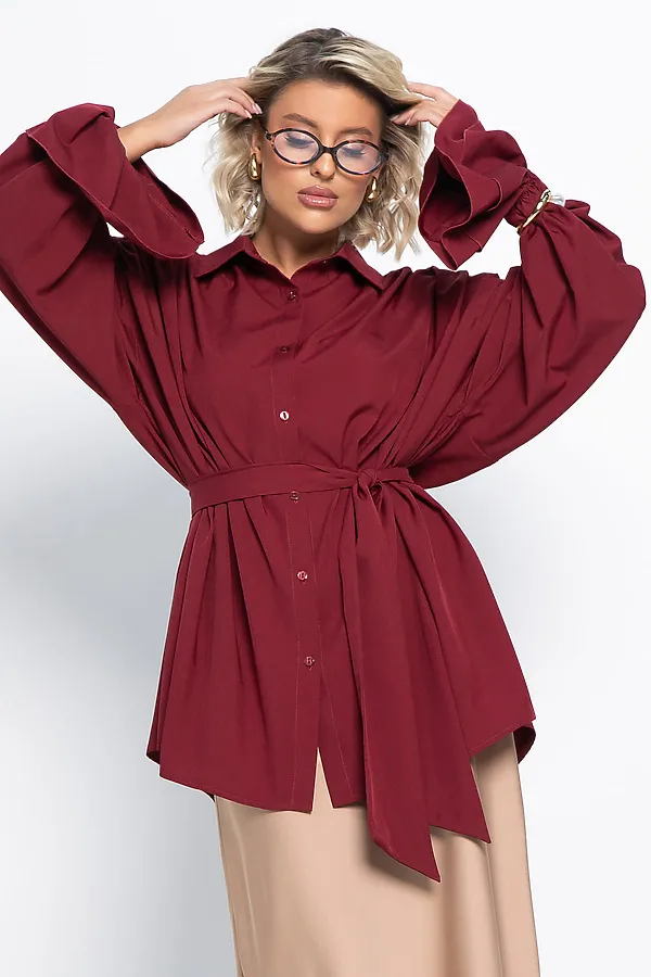 Блуза Присцилла LADY TAIGA, бордовая - фото 2