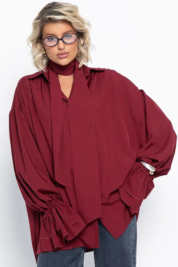 Блуза Присцилла LADY TAIGA, бордовая - фото 2