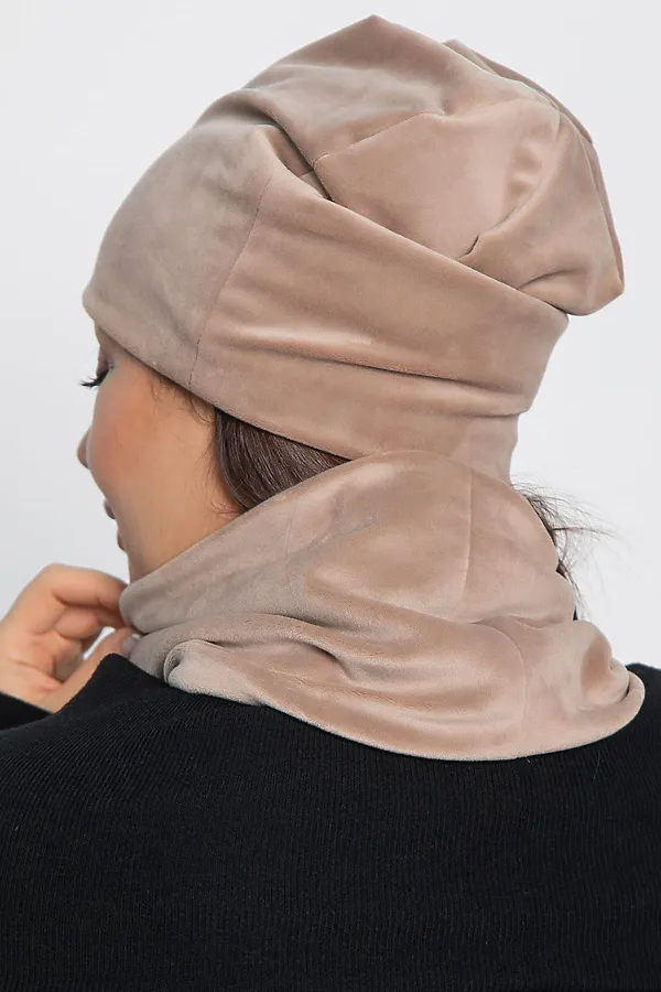 Комплект шапка шестиклинка и снуд LADY TAIGA, бежевый - фото 2