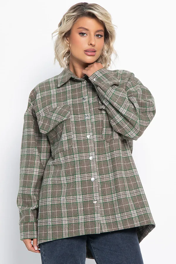 Пальто-рубашка Хармони LADY TAIGA, зелено-коричневая - фото 2