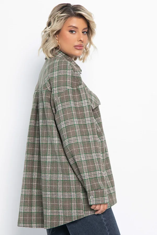 Пальто-рубашка Хармони LADY TAIGA, зелено-коричневая - фото 2