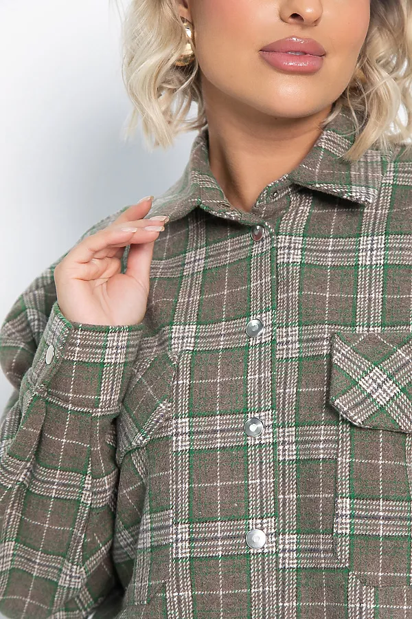 Пальто-рубашка Хармони LADY TAIGA, зелено-коричневая - фото 2