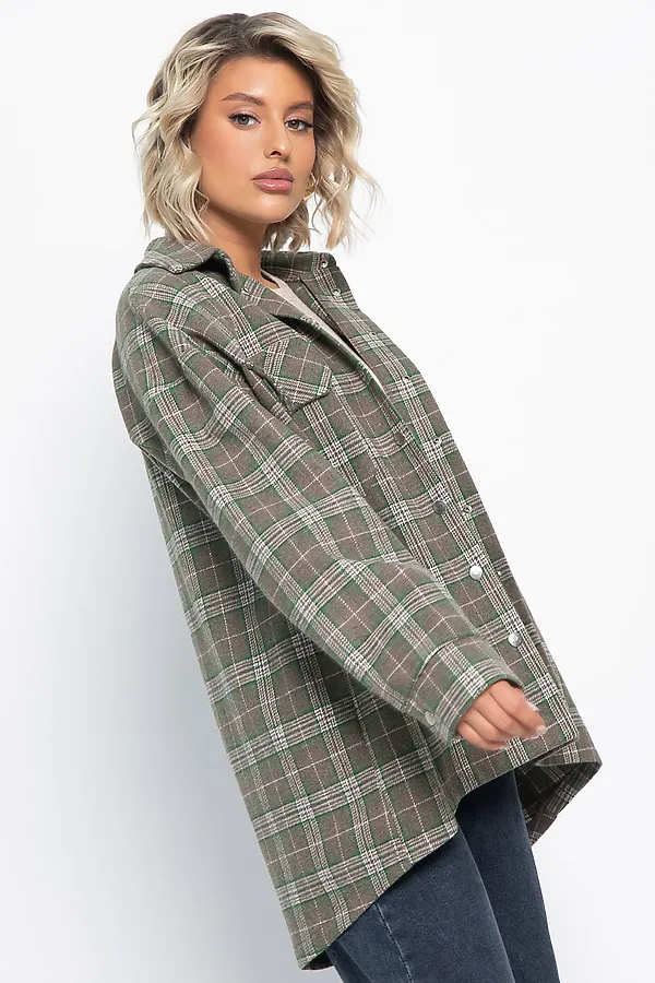 Пальто-рубашка Хармони LADY TAIGA, зелено-коричневая - фото 2