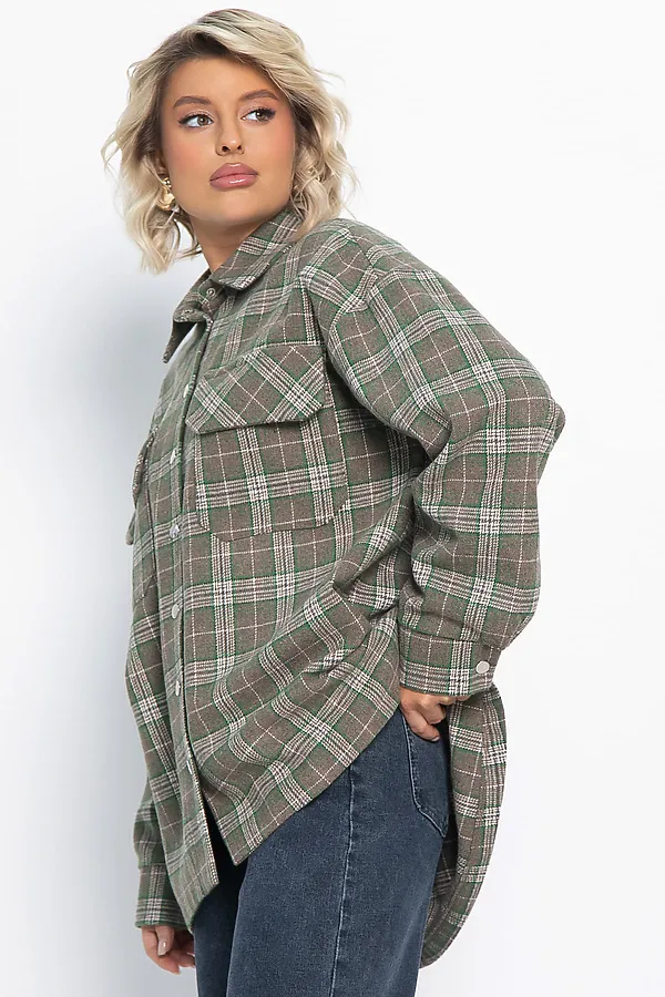 Пальто-рубашка Хармони LADY TAIGA, зелено-коричневая - фото 2