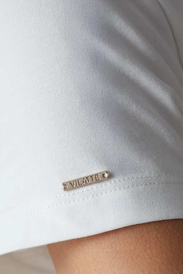 Базовая футболка полуприлегающая из премиального хлопка с эластаном VILATTE, белый - фото 2