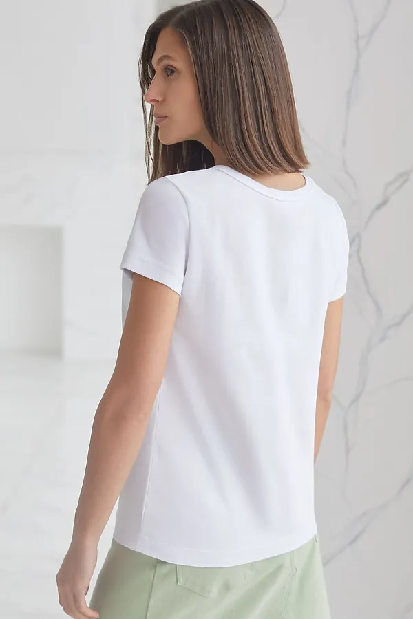 Базовая футболка полуприлегающая из премиального хлопка с эластаном VILATTE, белый - фото 2