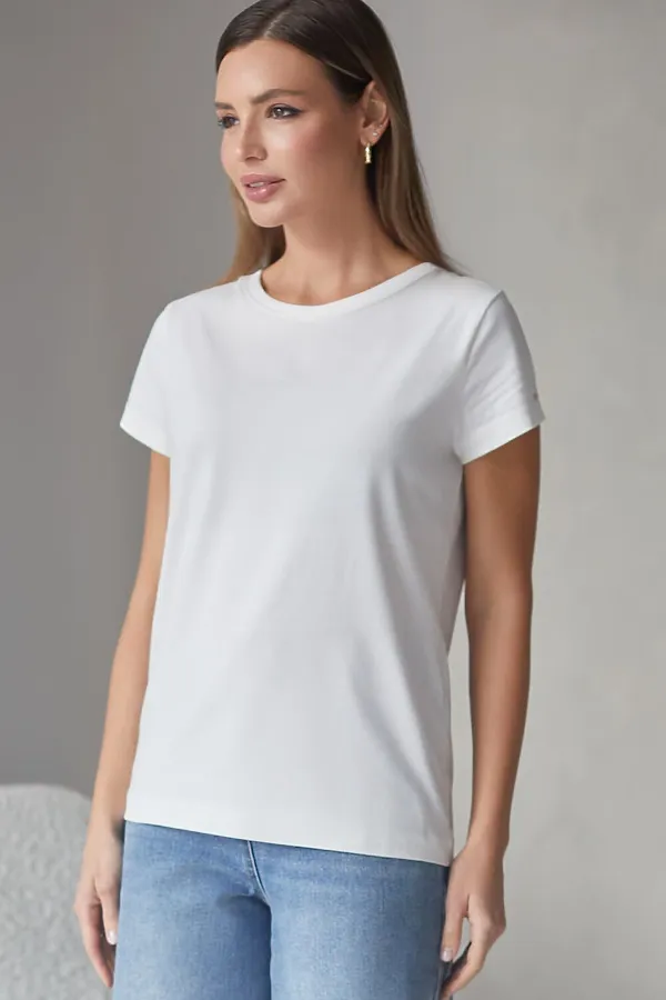 Базовая футболка полуприлегающая из премиального хлопка с эластаном VILATTE, белый - фото 2