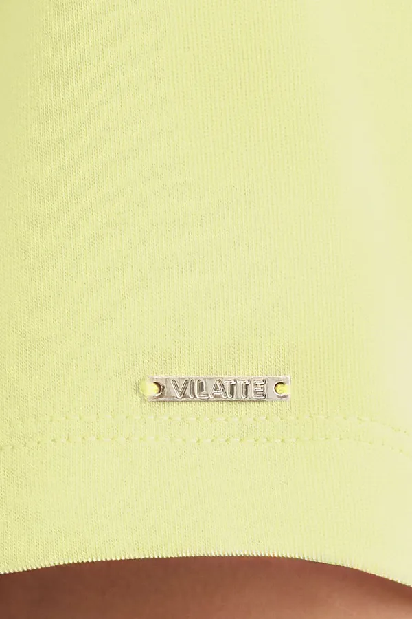 Базовая футболка полуприлегающая из премиального хлопка с эластаном VILATTE, лимонный - фото 2