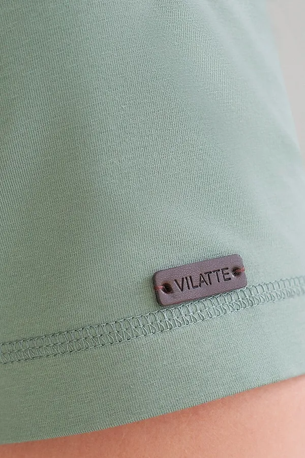 Футболка базовая полуприлегающая из премиального хлопка с принтом VILATTE, св.оливковый_wander - фото 2