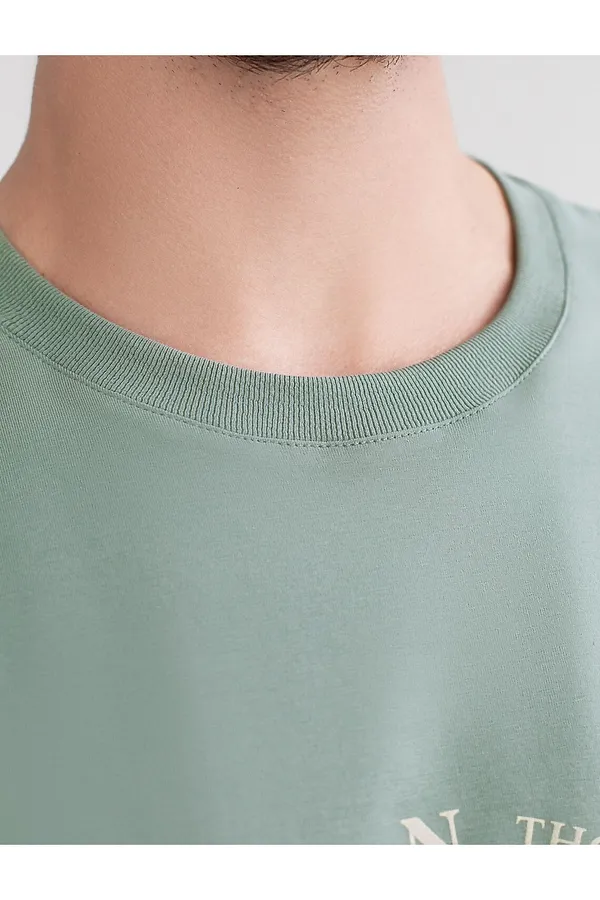 Футболка базовая полуприлегающая из премиального хлопка с принтом VILATTE, св.оливковый_wander - фото 2