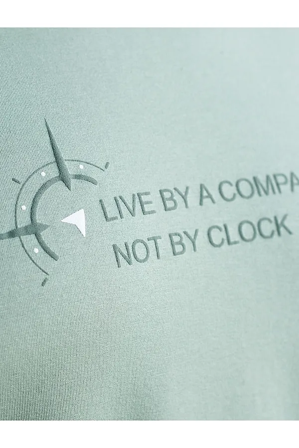 Футболка базовая полуприлегающая из премиального хлопка с принтом VILATTE, св.оливковый_компас - фото 2