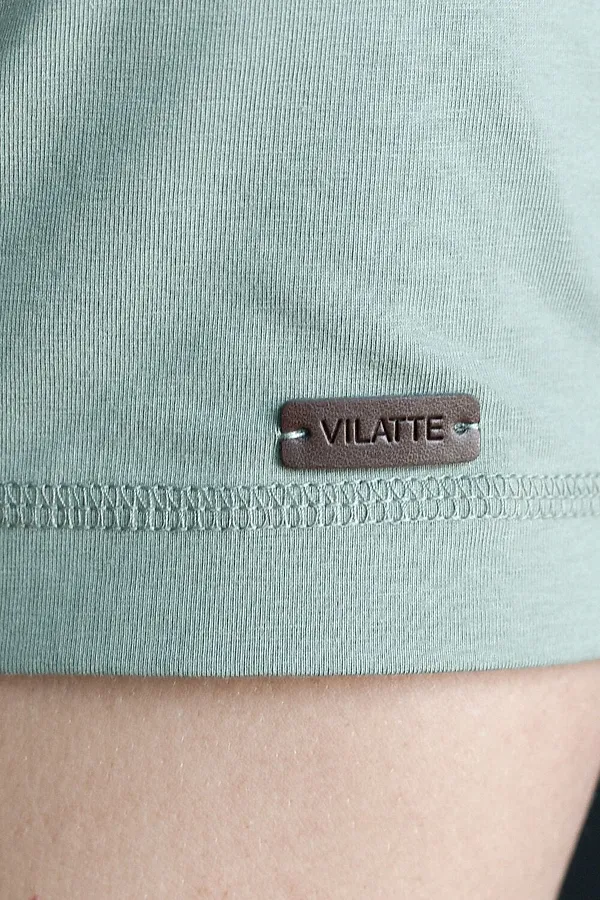 Футболка базовая полуприлегающая из премиального хлопка с принтом VILATTE, св.оливковый_компас - фото 2