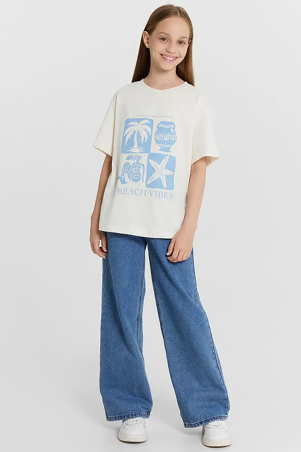 Футболка для девочек MARK FORMELLE, молочный +печать1 - фото 2