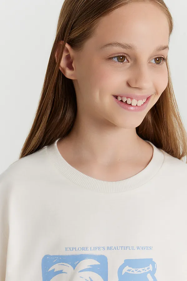 Футболка для девочек MARK FORMELLE, молочный +печать1 - фото 2