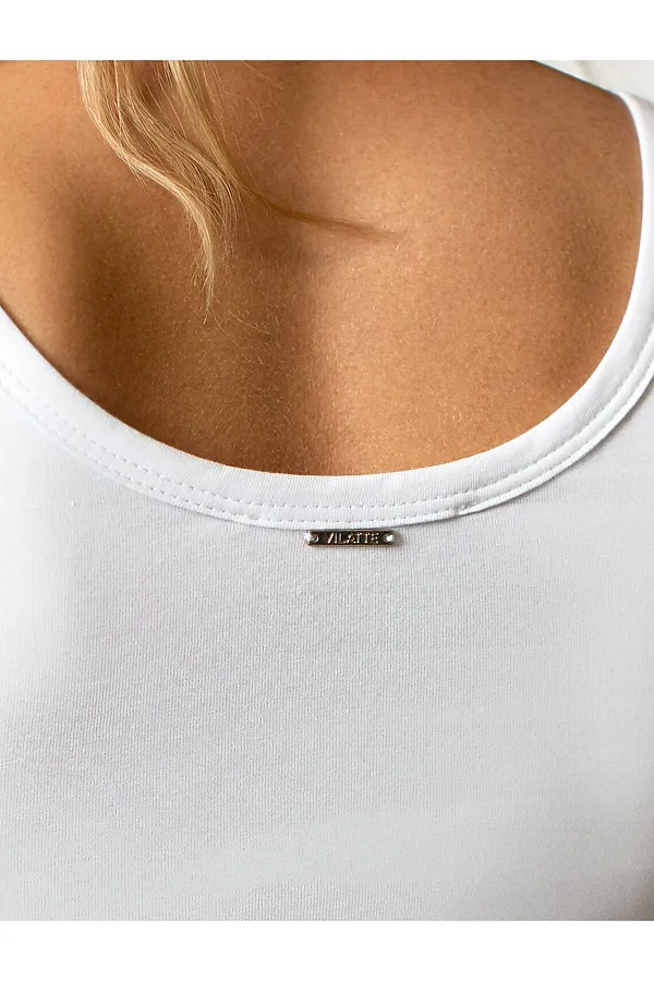 Топ облегающий из премиального хлопка с эластаном VILATTE, белый - фото 2
