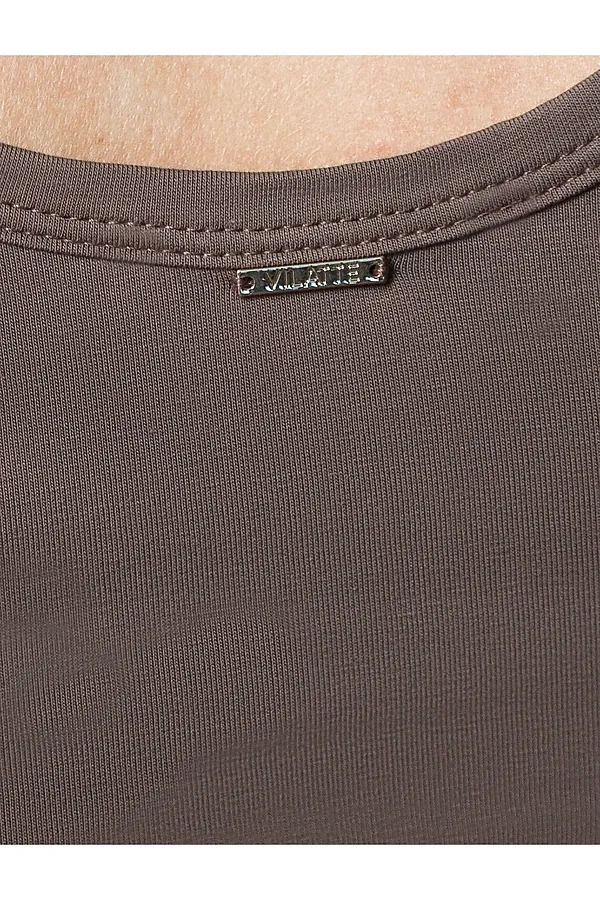 Топ облегающий из премиального хлопка с эластаном VILATTE, кофе - фото 2