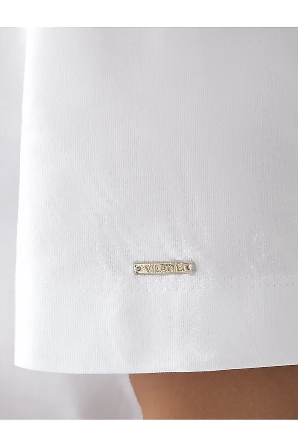 Свободная футболка с принтом из премиального хлопка с эластаном VILATTE, белый_vibe - фото 2