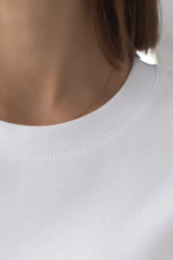 Свободная футболка с принтом из премиального хлопка с эластаном VILATTE, белый_vibe - фото 2