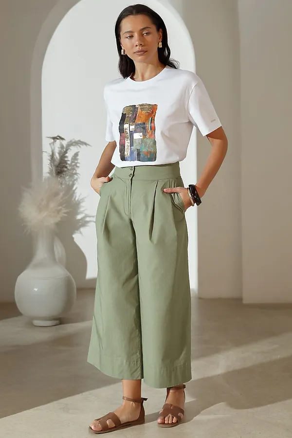 Свободная футболка с принтом из премиального хлопка с эластаном VILATTE, белый_абстракция - фото 2