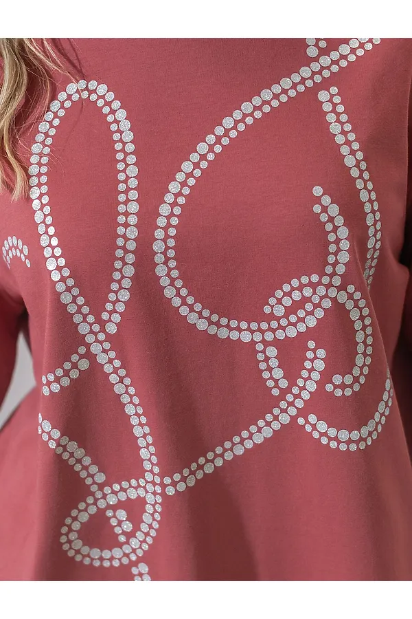 Свободная футболка с принтом из премиального хлопка с эластаном VILATTE, т.коралл_vilatte - фото 2