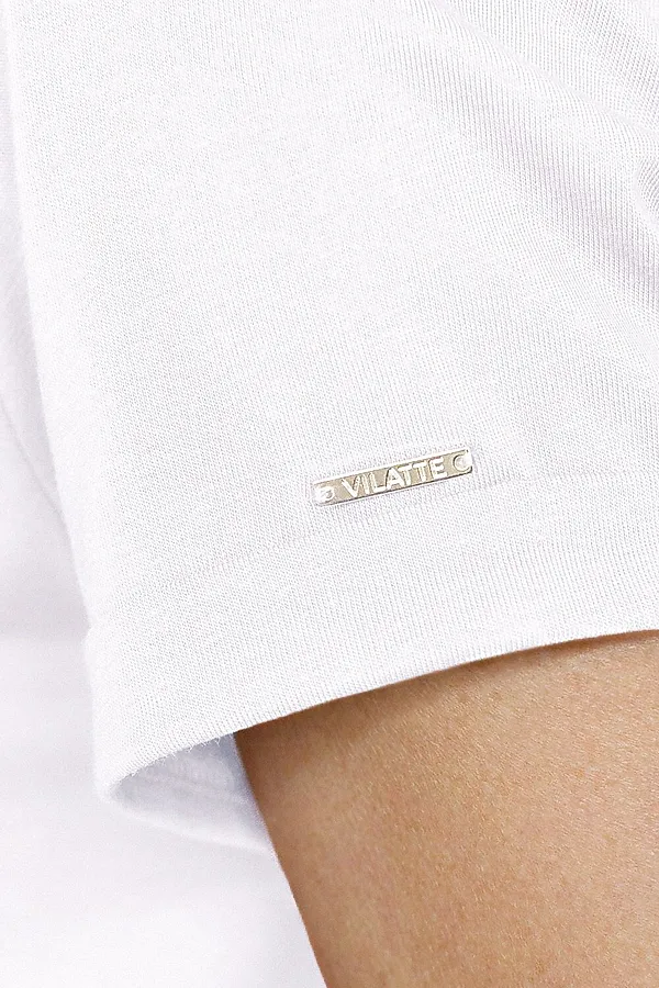 Свободная футболка с принтом из премиального хлопка с эластаном VILATTE, белый_moment - фото 2