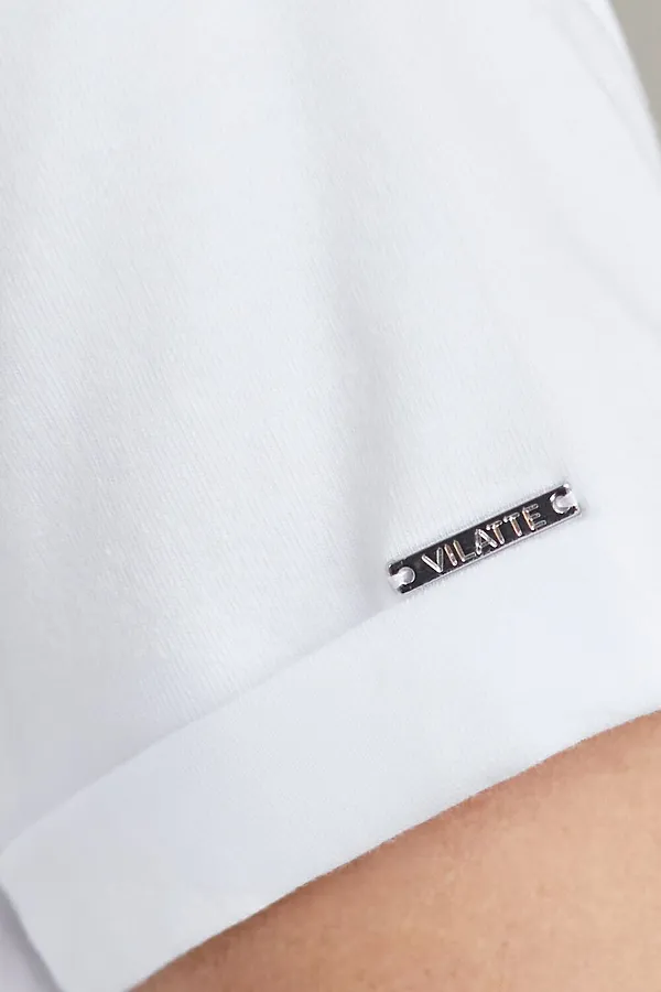 Свободная футболка с принтом из премиального хлопка с эластаном VILATTE, белый_сердце - фото 2