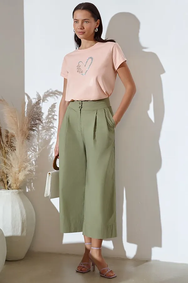 Свободная футболка с принтом из премиального хлопка с эластаном VILATTE, пудра_сердце - фото 2