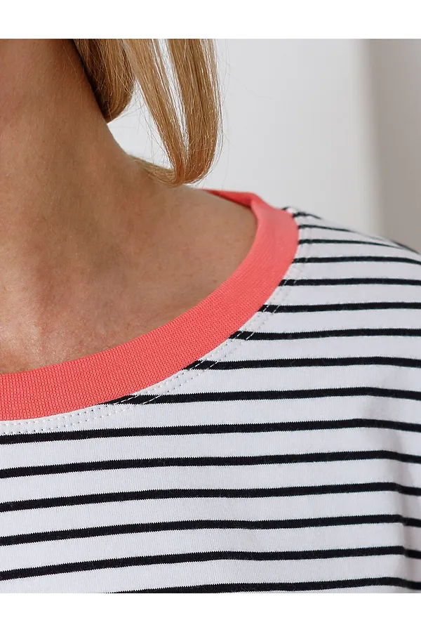 Лонгслив в полоску из премиального хлопка с эластаном VILATTE, белый-черный - фото 2