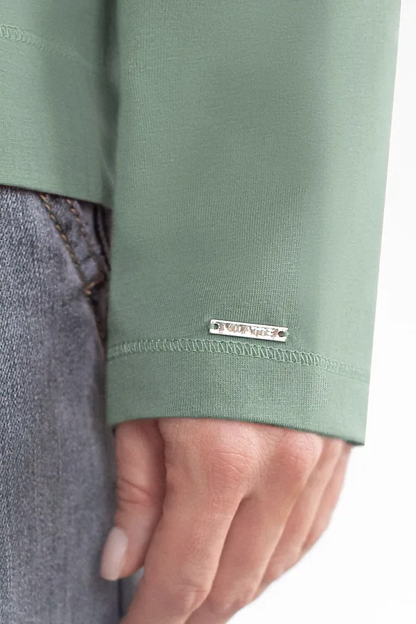 Лонгслив с принтом из премиального хлопка с эластаном VILATTE, св.оливковый_цветок - фото 2