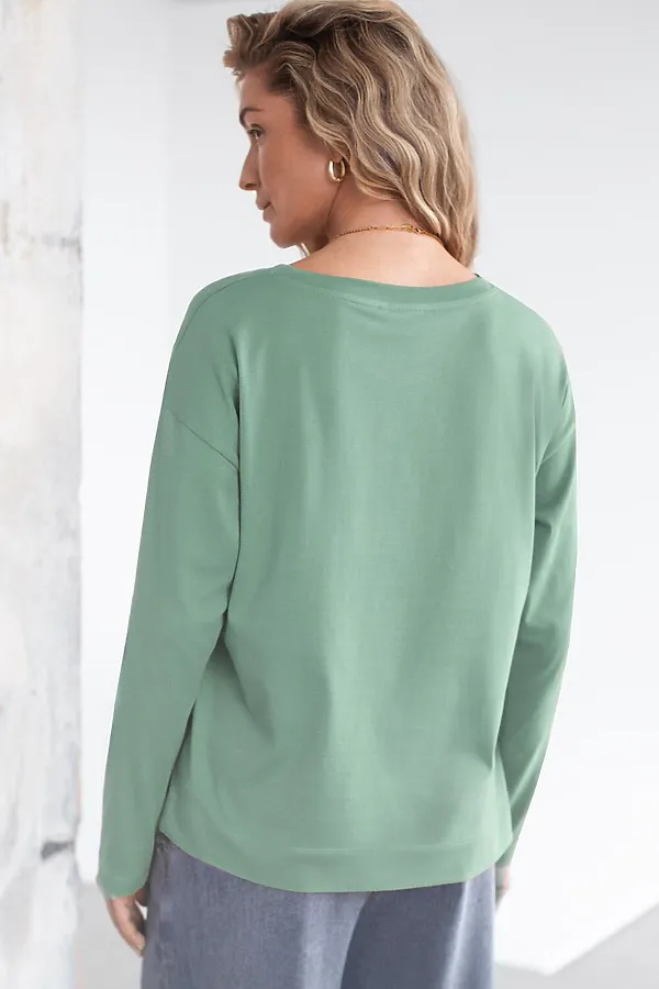 Лонгслив с принтом из премиального хлопка с эластаном VILATTE, св.оливковый_цветок - фото 2