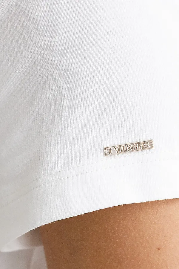 Базовая футболка из премиального хлопка с V образным вырезом VILATTE, белый - фото 2