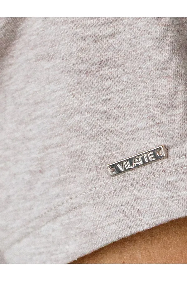 Базовая футболка из премиального хлопка с V образным вырезом VILATTE, кофейный меланж - фото 2